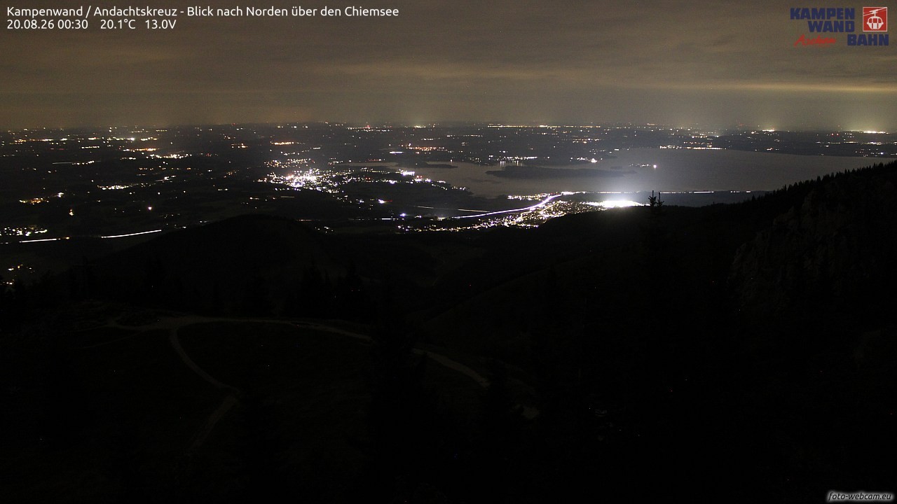 Archiv Foto Webcam Kampenwand - Blick nach Norden über den Chiemsee