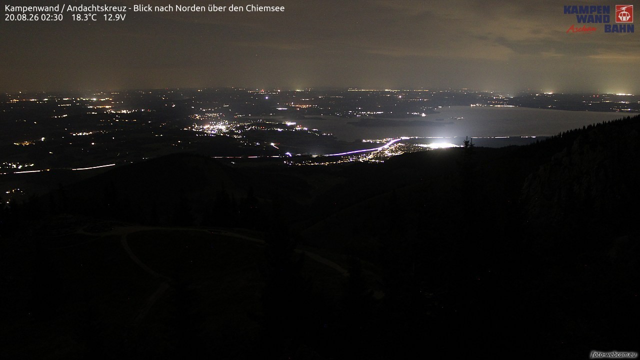 Archiv Foto Webcam Kampenwand - Blick nach Norden über den Chiemsee