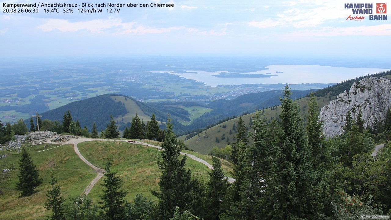 Archiv Foto Webcam Kampenwand - Blick nach Norden über den Chiemsee