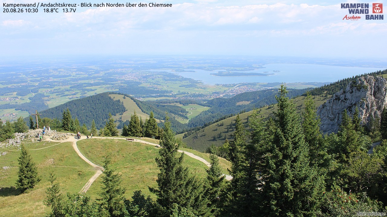 Archiv Foto Webcam Kampenwand - Blick nach Norden über den Chiemsee
