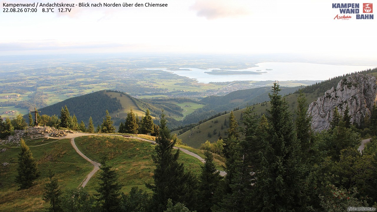 Archiv Foto Webcam Kampenwand - Blick nach Norden über den Chiemsee