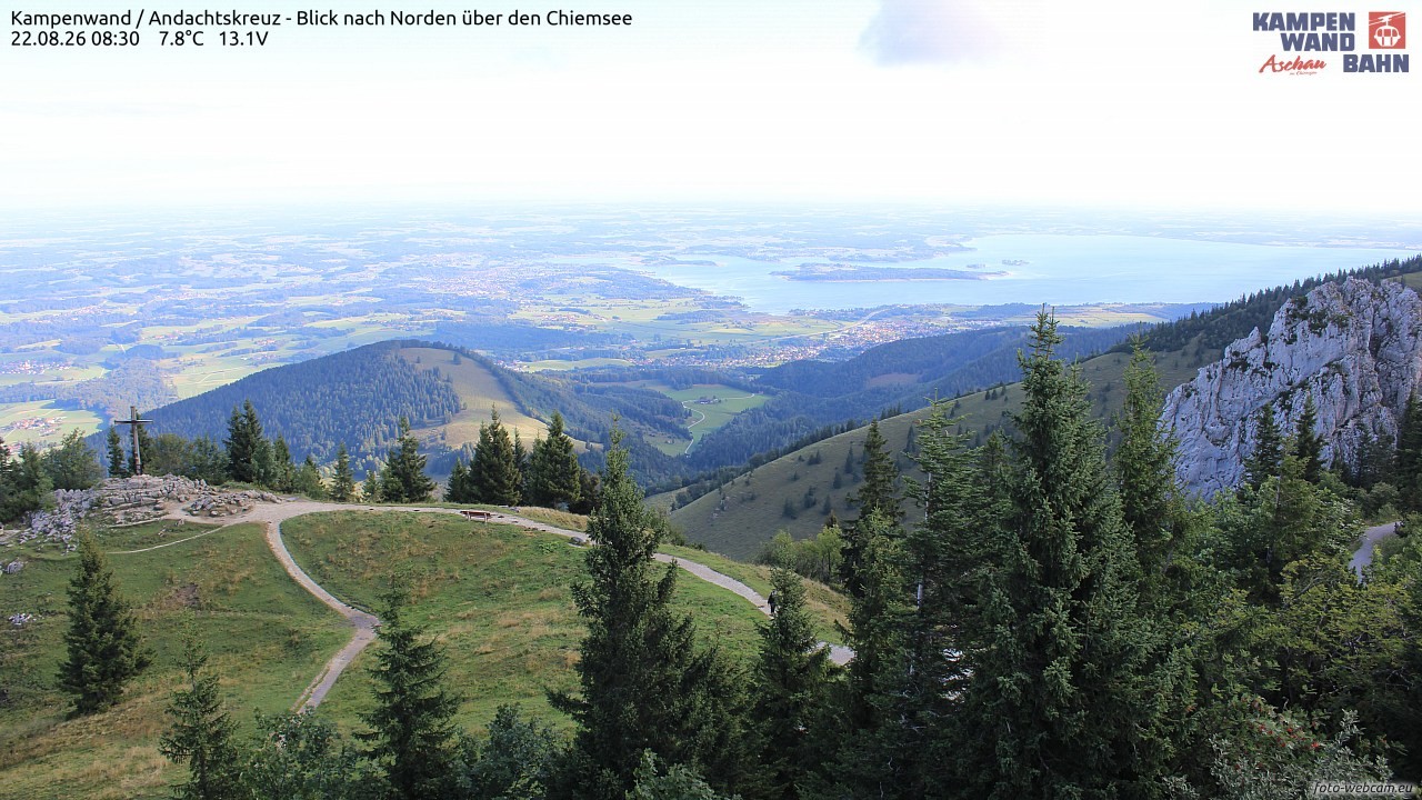 Archiv Foto Webcam Kampenwand - Blick nach Norden über den Chiemsee
