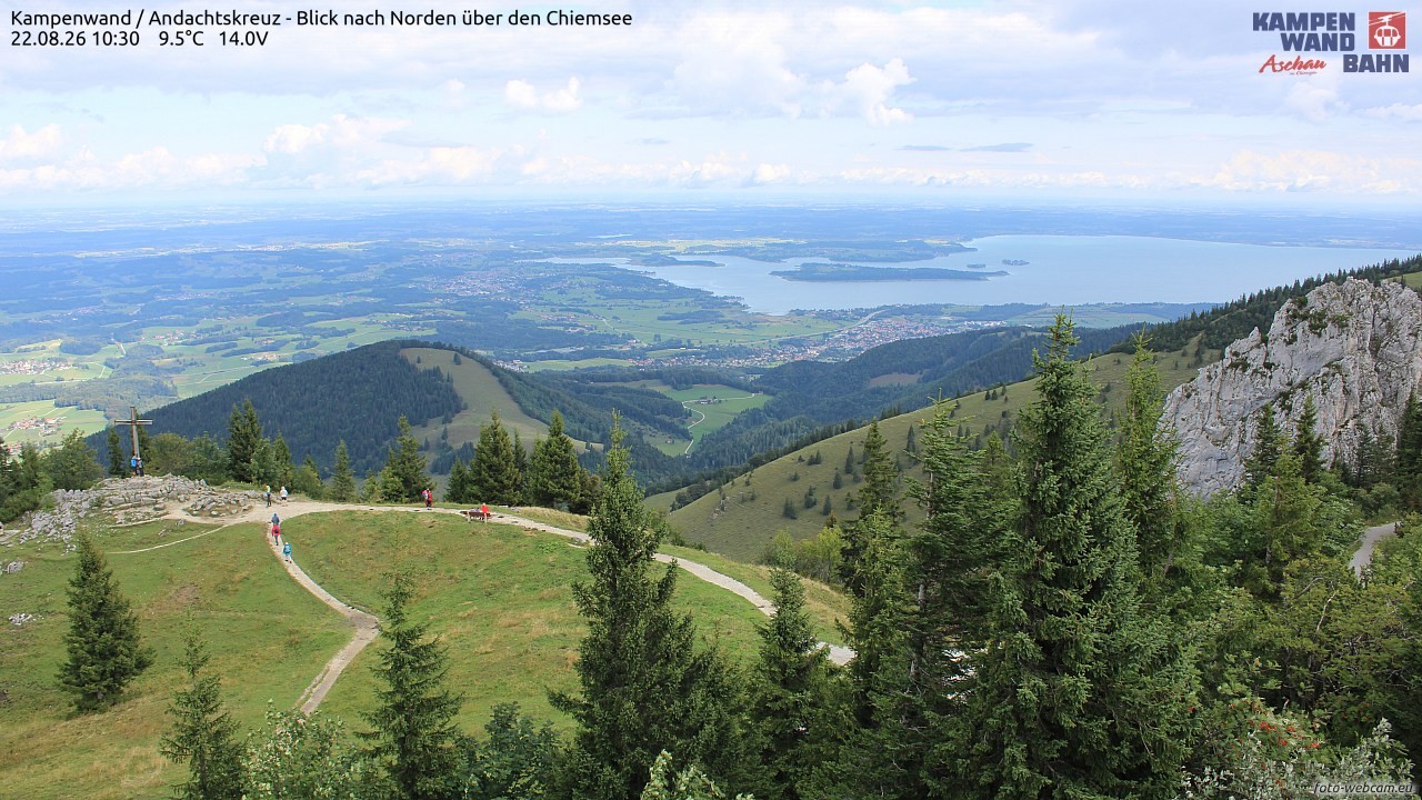 Archiv Foto Webcam Kampenwand - Blick nach Norden über den Chiemsee