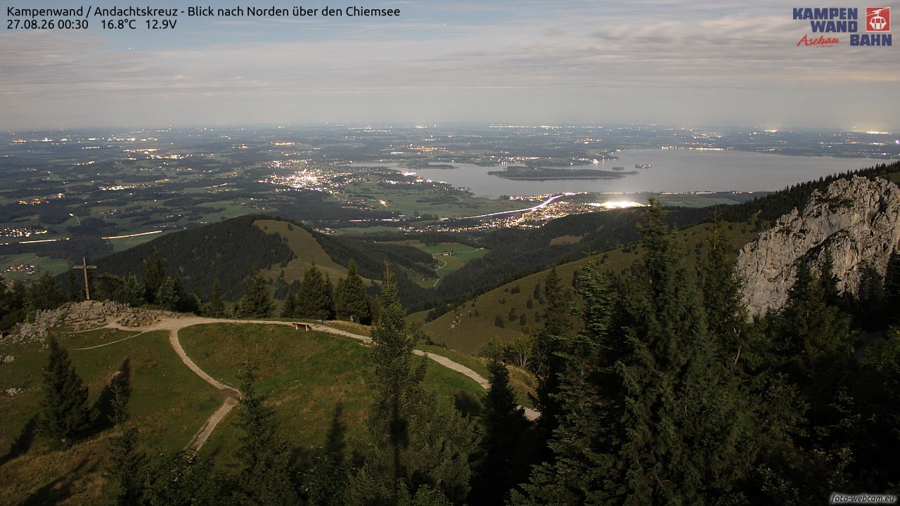 Archiv Foto Webcam Kampenwand - Blick nach Norden über den Chiemsee