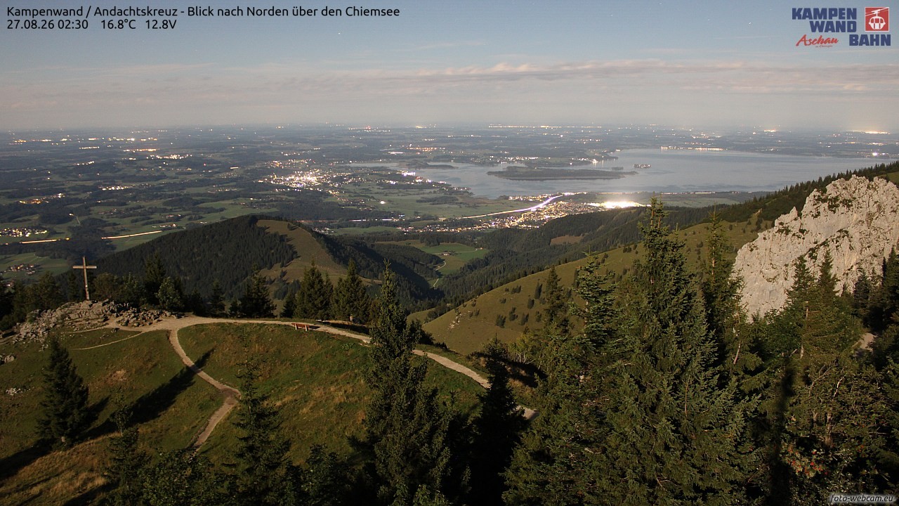 Archiv Foto Webcam Kampenwand - Blick nach Norden über den Chiemsee