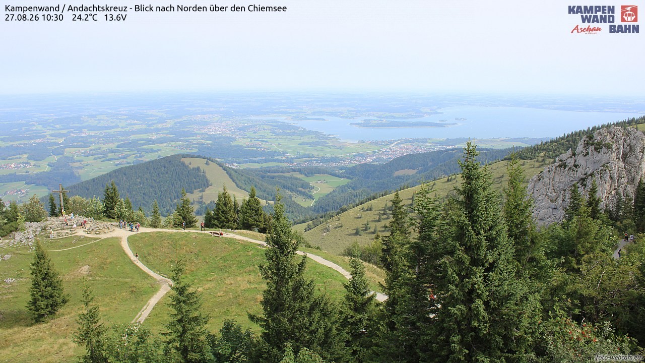 Archiv Foto Webcam Kampenwand - Blick nach Norden über den Chiemsee