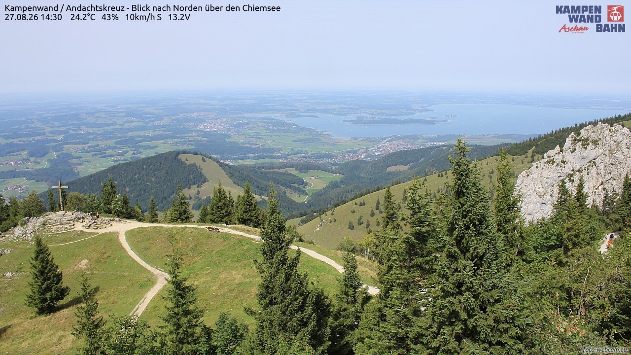 Archiv Foto Webcam Kampenwand - Blick nach Norden über den Chiemsee