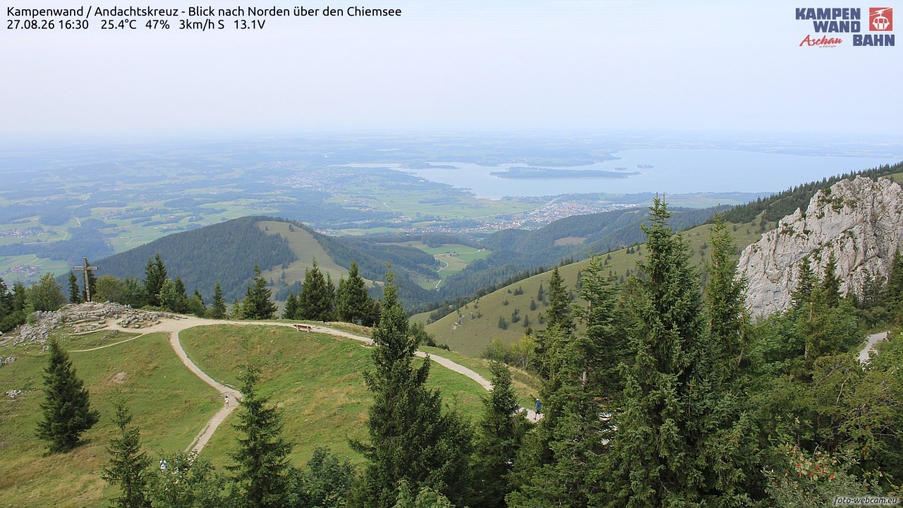 Archiv Foto Webcam Kampenwand - Blick nach Norden über den Chiemsee