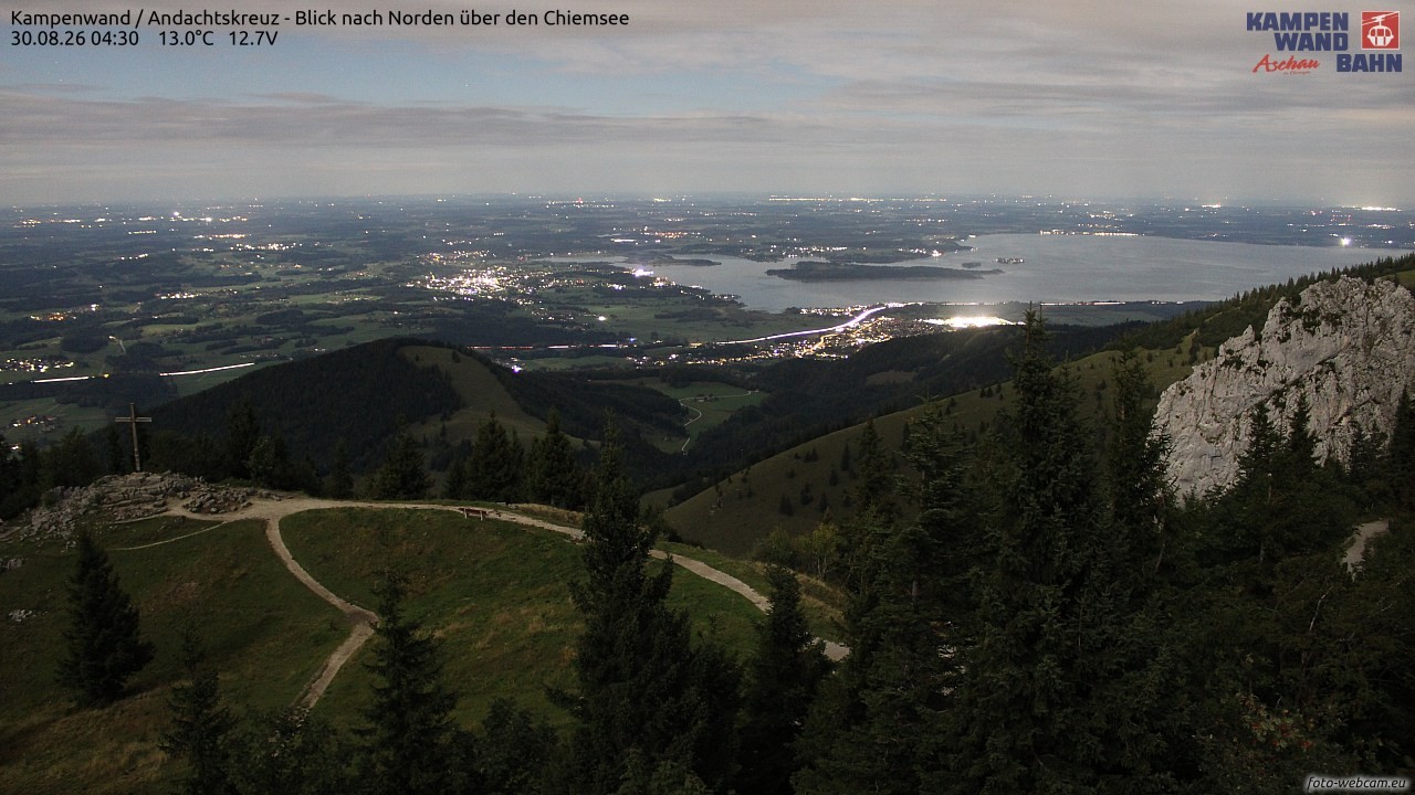 Archiv Foto Webcam Kampenwand - Blick nach Norden über den Chiemsee