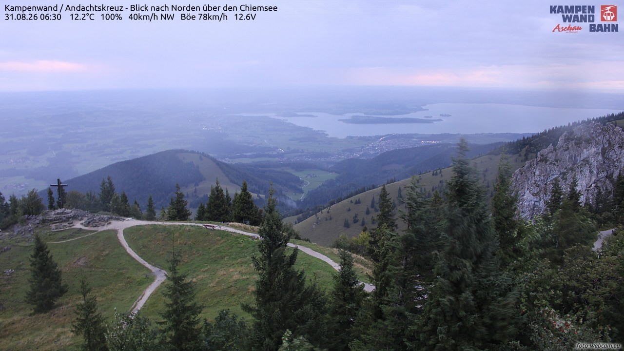 Archiv Foto Webcam Kampenwand - Blick nach Norden über den Chiemsee