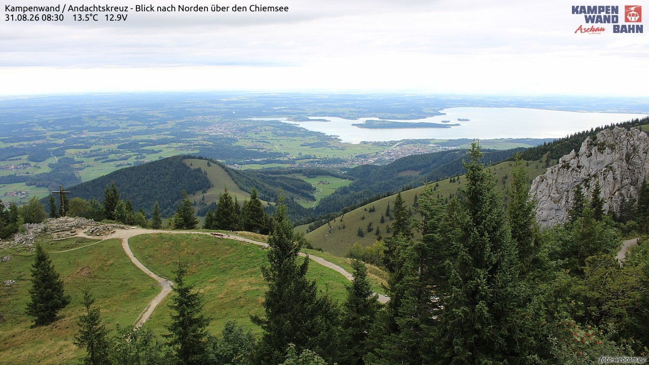 Archiv Foto Webcam Kampenwand - Blick nach Norden über den Chiemsee