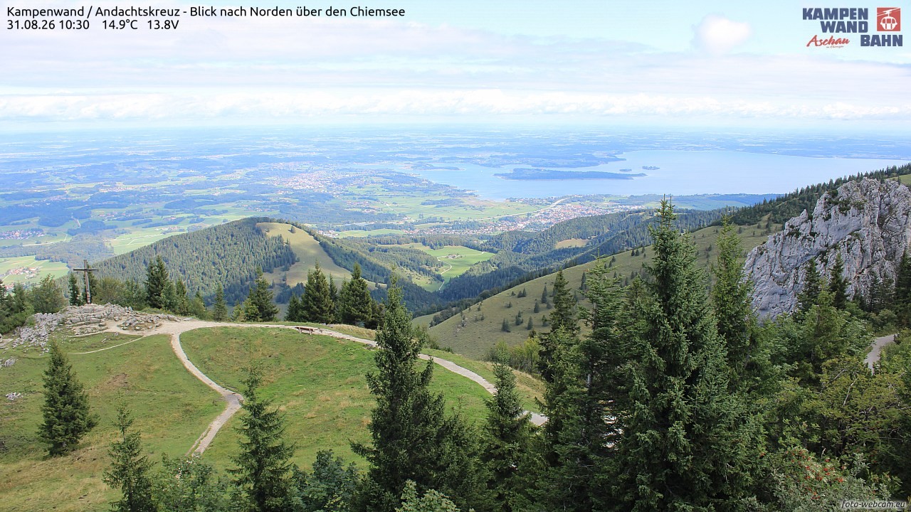 Archiv Foto Webcam Kampenwand - Blick nach Norden über den Chiemsee