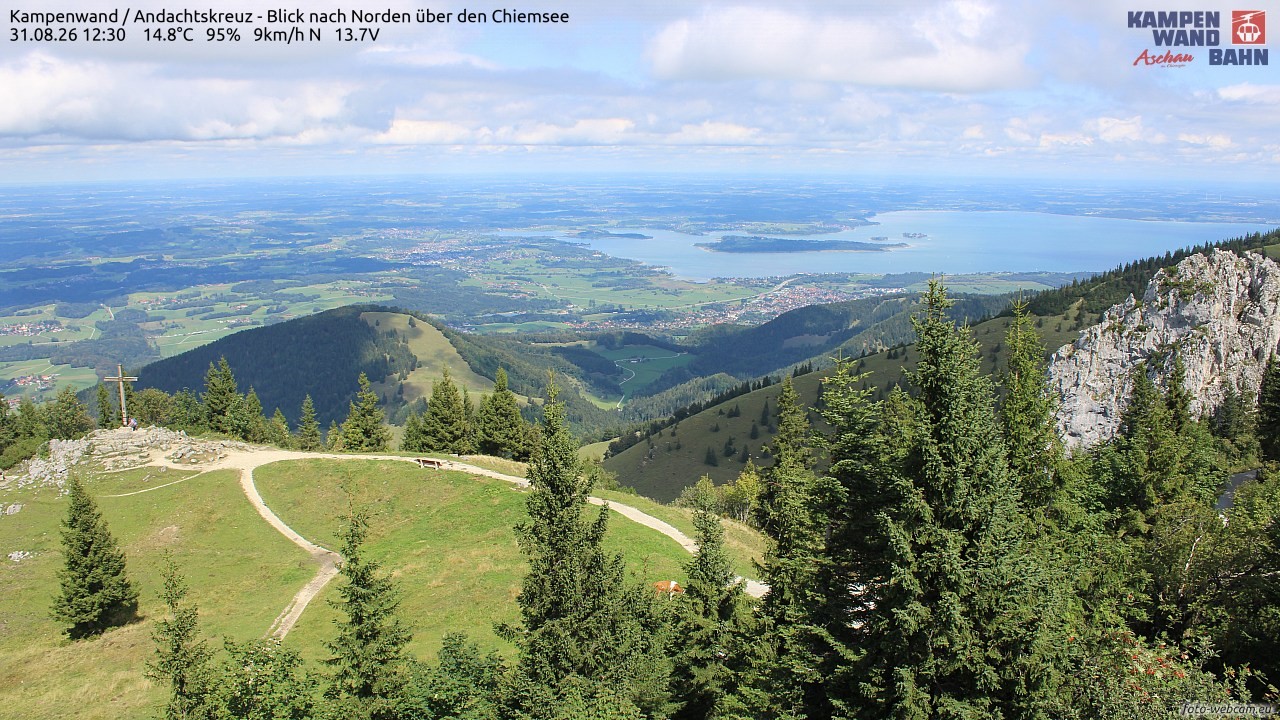 Archiv Foto Webcam Kampenwand - Blick nach Norden über den Chiemsee