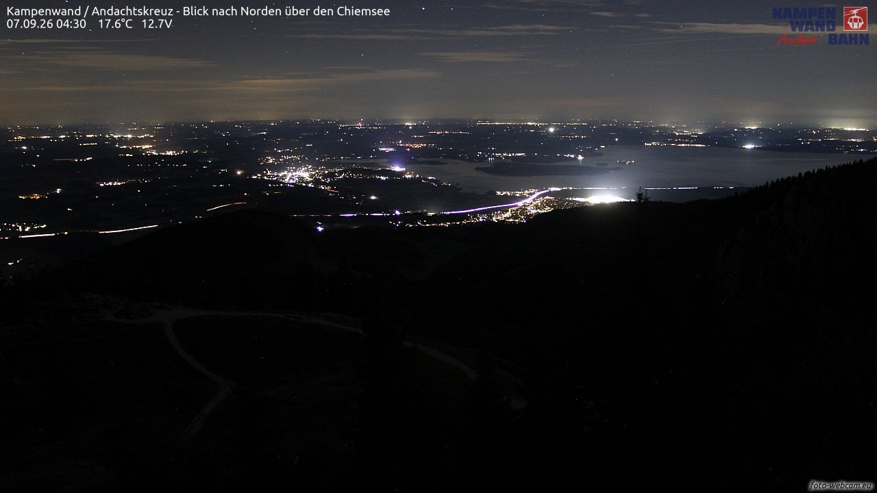 Archiv Foto Webcam Kampenwand - Blick nach Norden über den Chiemsee