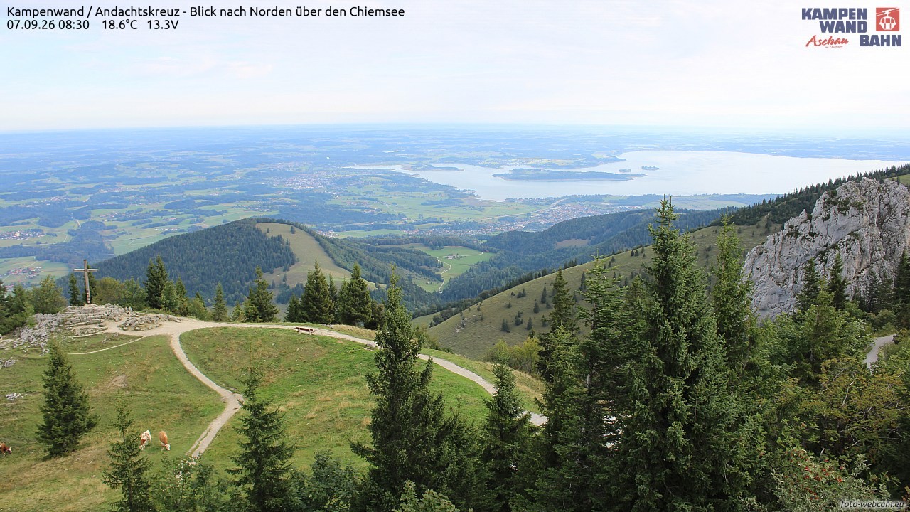Archiv Foto Webcam Kampenwand - Blick nach Norden über den Chiemsee