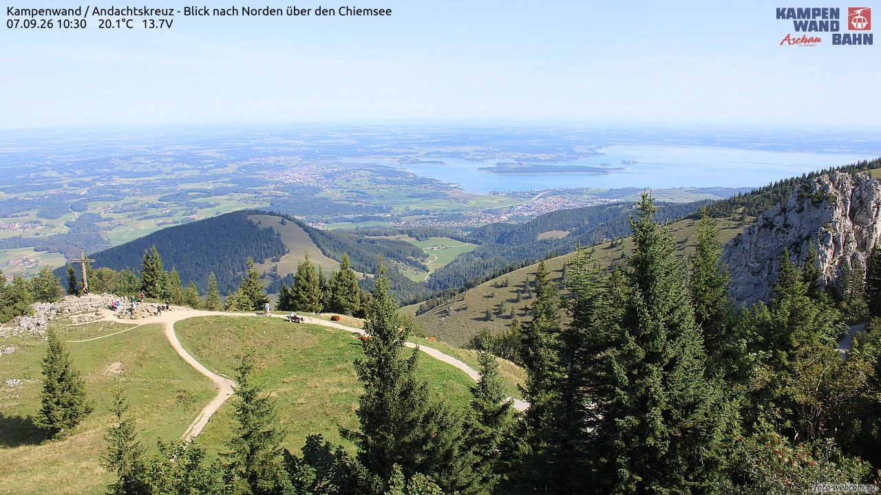 Archiv Foto Webcam Kampenwand - Blick nach Norden über den Chiemsee