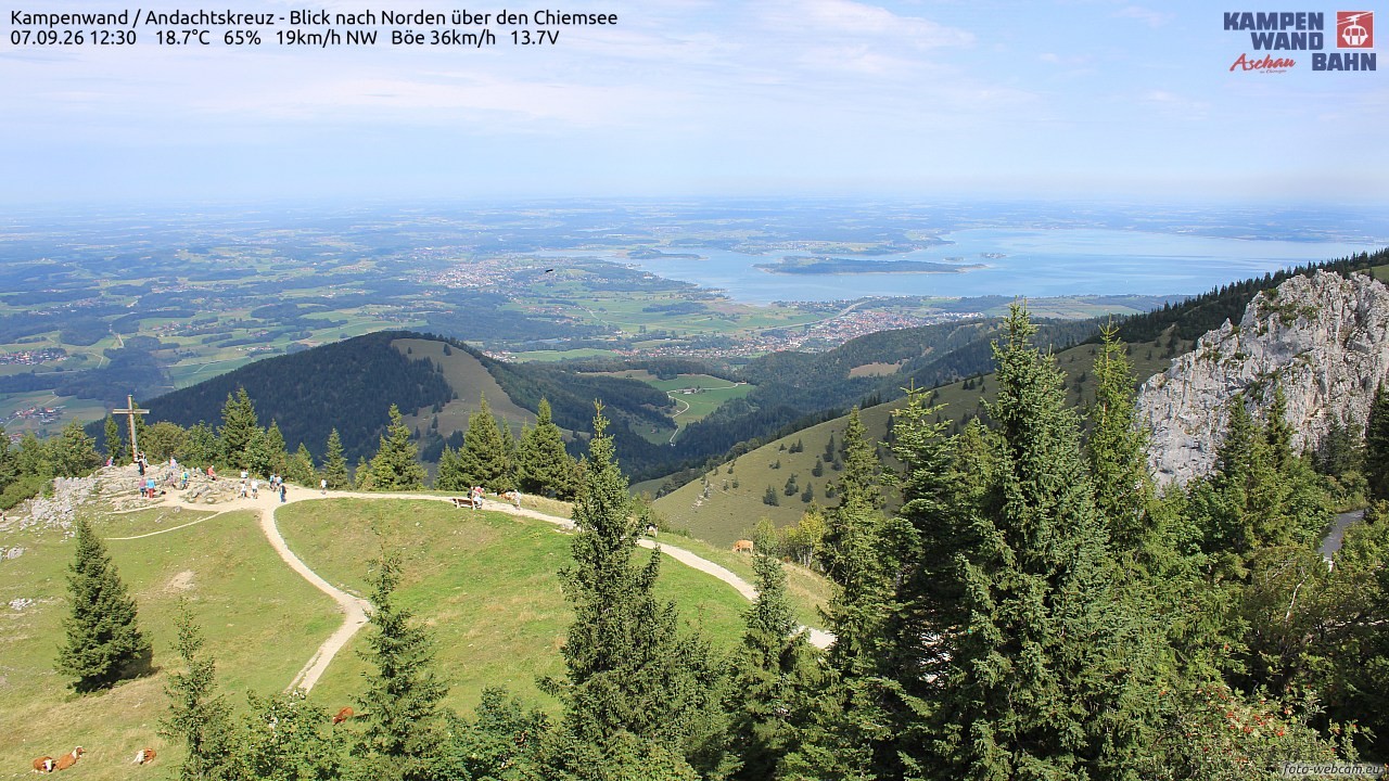 Archiv Foto Webcam Kampenwand - Blick nach Norden über den Chiemsee