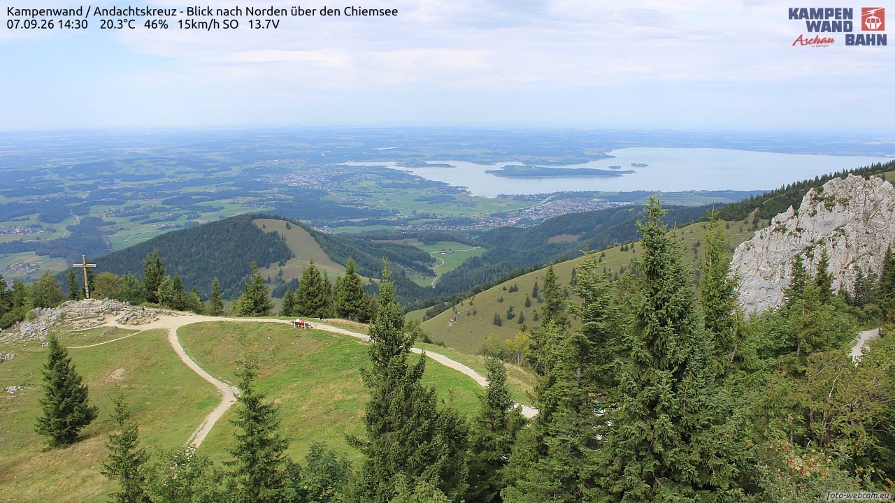 Archiv Foto Webcam Kampenwand - Blick nach Norden über den Chiemsee