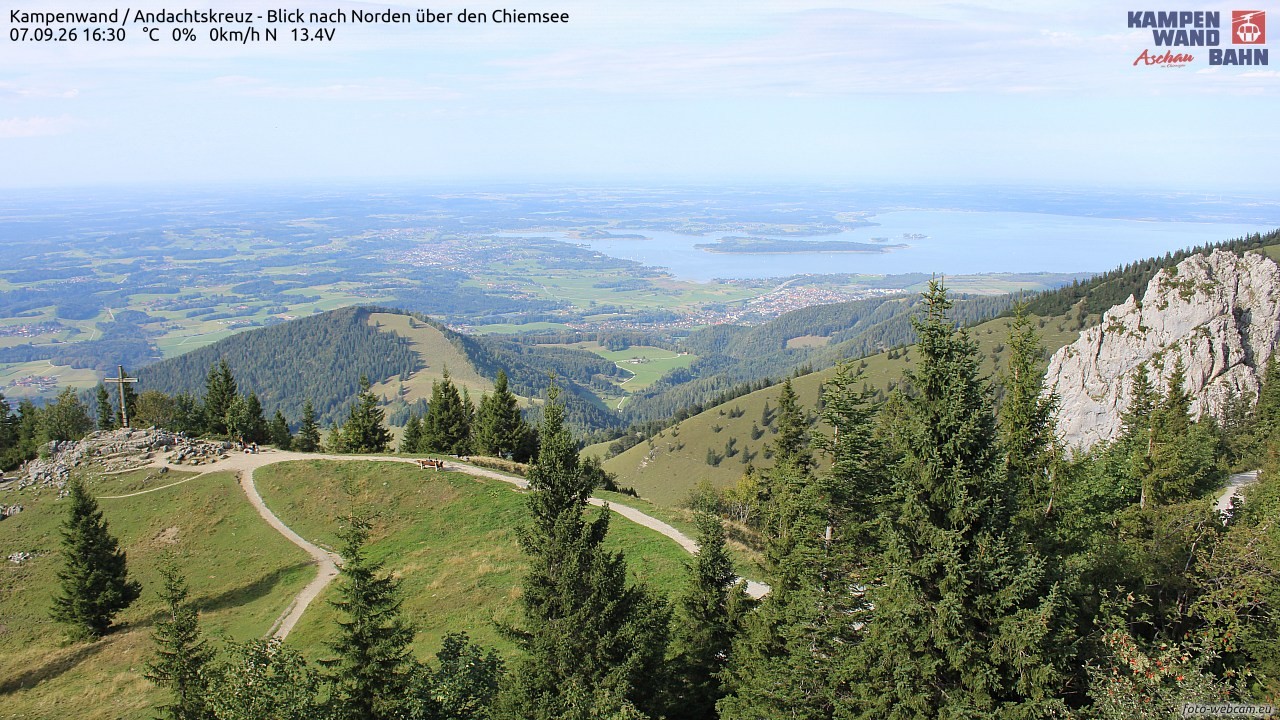 Archiv Foto Webcam Kampenwand - Blick nach Norden über den Chiemsee
