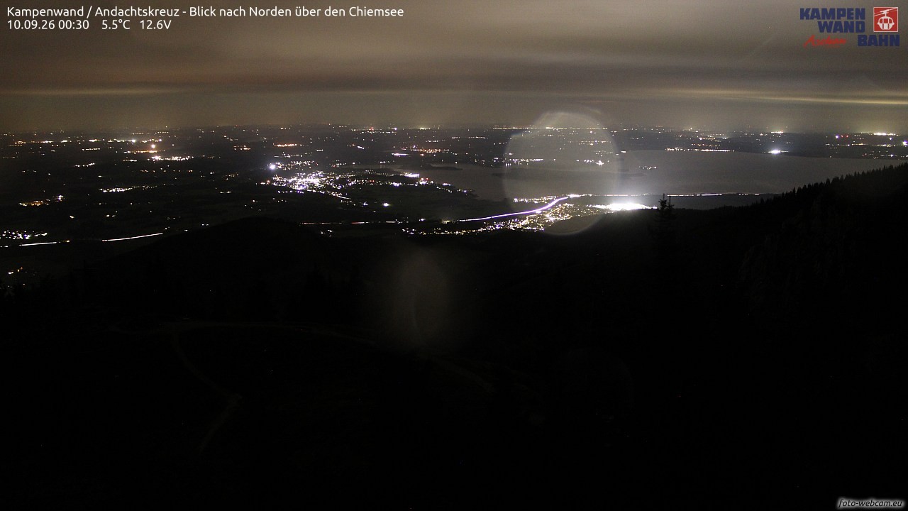 Archiv Foto Webcam Kampenwand - Blick nach Norden über den Chiemsee