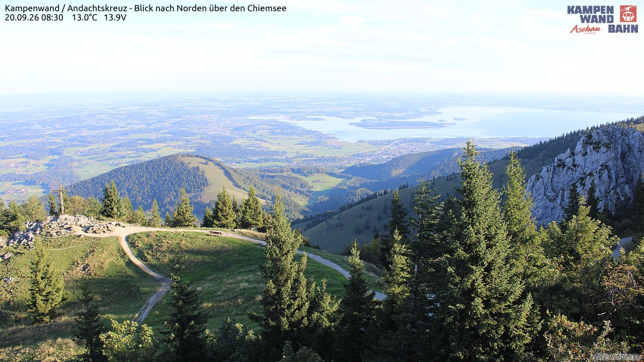 Archiv Foto Webcam Kampenwand - Blick nach Norden über den Chiemsee