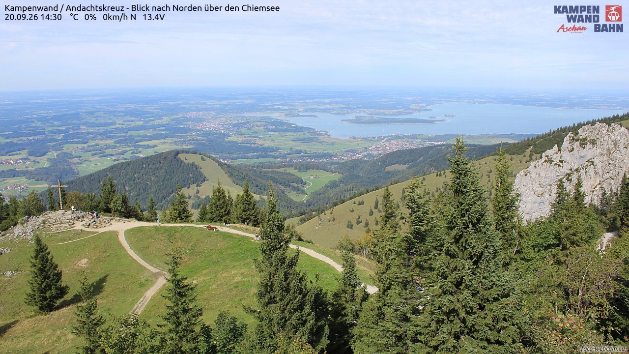 Archiv Foto Webcam Kampenwand - Blick nach Norden über den Chiemsee