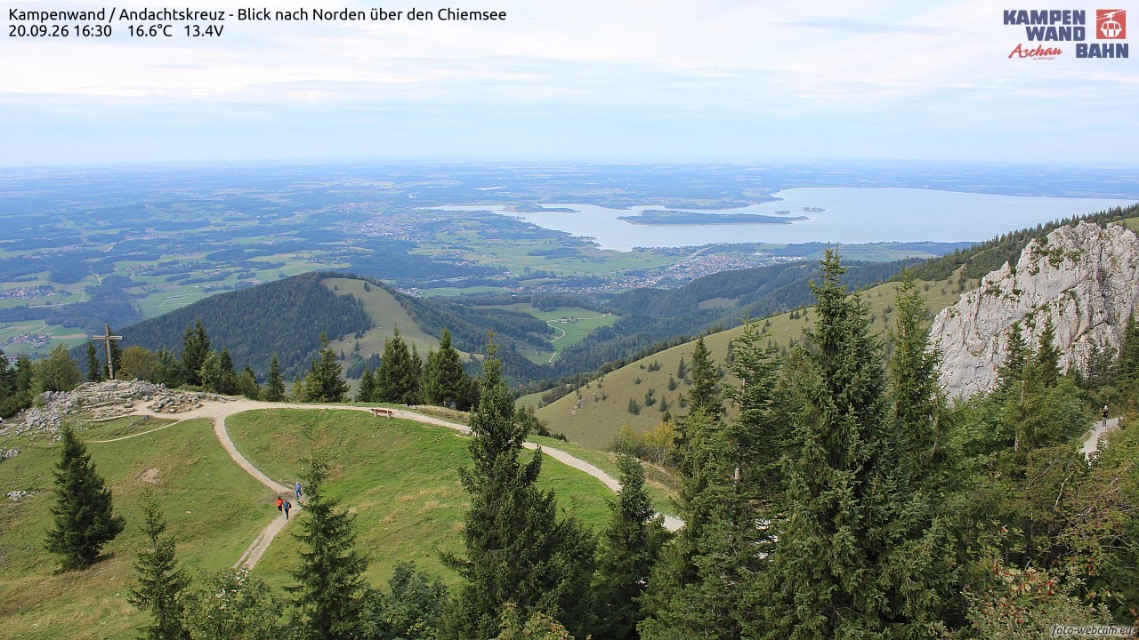 Archiv Foto Webcam Kampenwand - Blick nach Norden über den Chiemsee