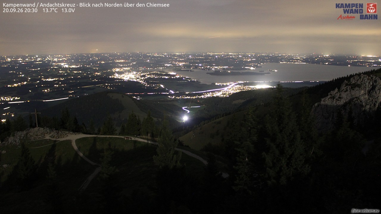 Archiv Foto Webcam Kampenwand - Blick nach Norden über den Chiemsee