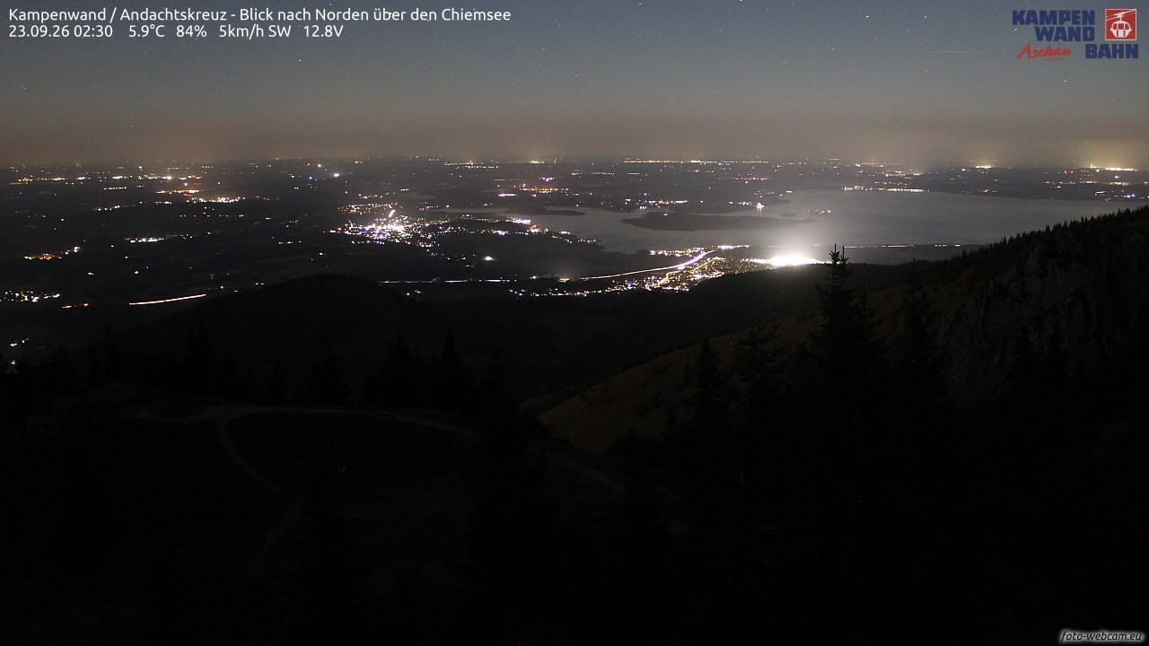 Archiv Foto Webcam Kampenwand - Blick nach Norden über den Chiemsee