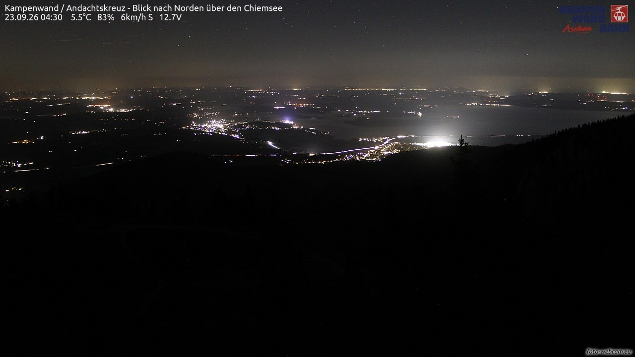 Archiv Foto Webcam Kampenwand - Blick nach Norden über den Chiemsee