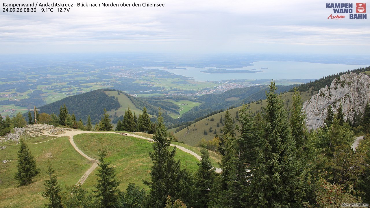 Archiv Foto Webcam Kampenwand - Blick nach Norden über den Chiemsee
