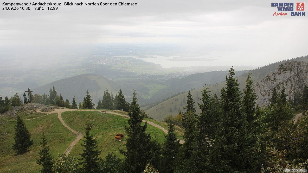 Archiv Foto Webcam Kampenwand - Blick nach Norden über den Chiemsee
