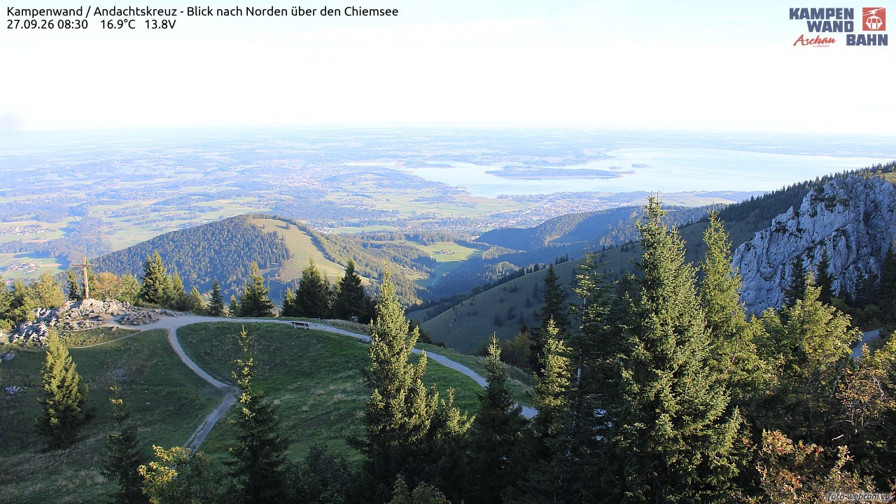Archiv Foto Webcam Kampenwand - Blick nach Norden über den Chiemsee