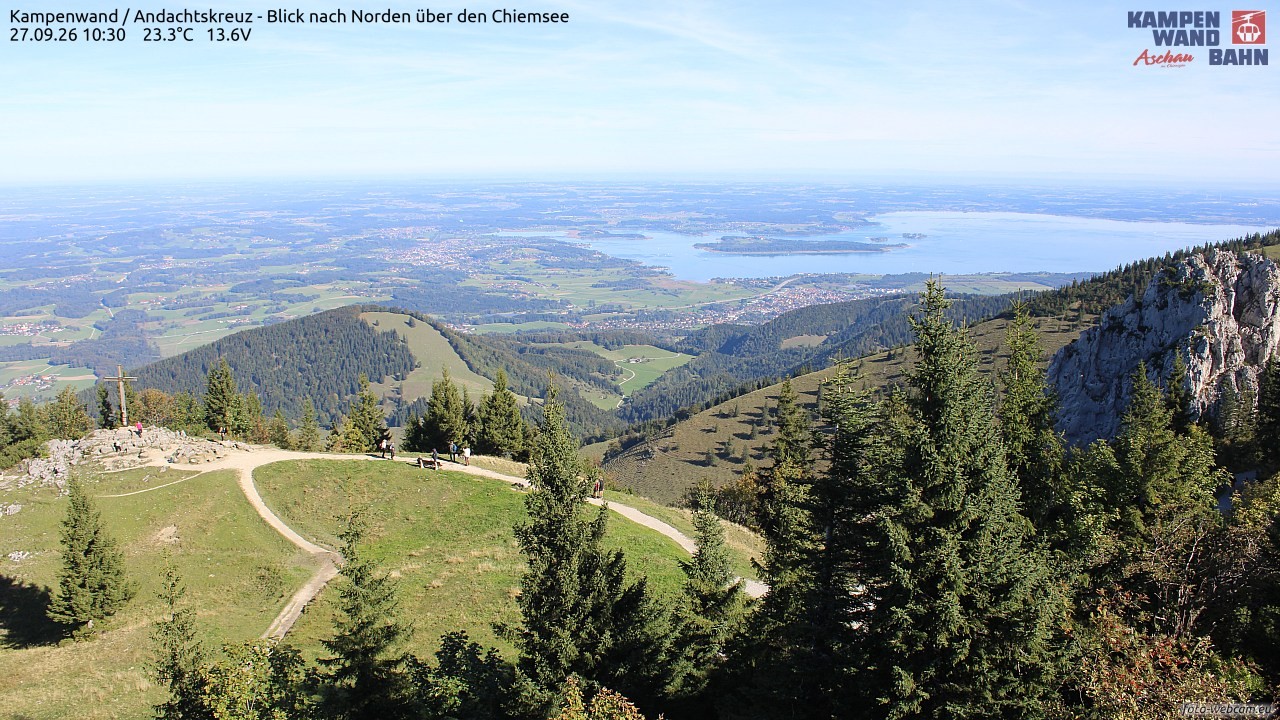 Archiv Foto Webcam Kampenwand - Blick nach Norden über den Chiemsee