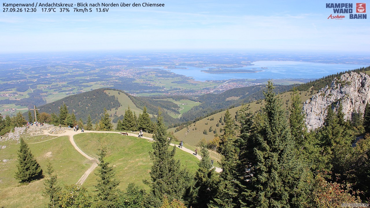 Archiv Foto Webcam Kampenwand - Blick nach Norden über den Chiemsee