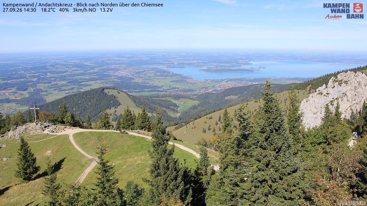 Archiv Foto Webcam Kampenwand - Blick nach Norden über den Chiemsee