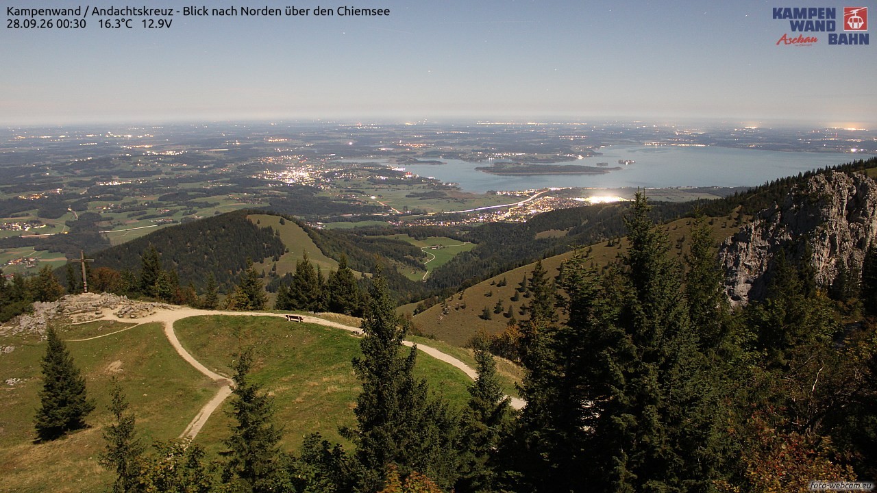 Archiv Foto Webcam Kampenwand - Blick nach Norden über den Chiemsee