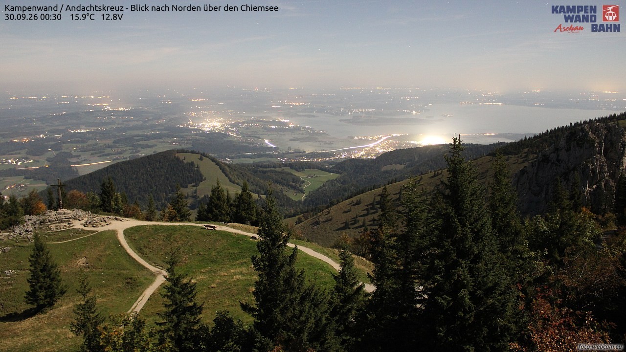 Archiv Foto Webcam Kampenwand - Blick nach Norden über den Chiemsee