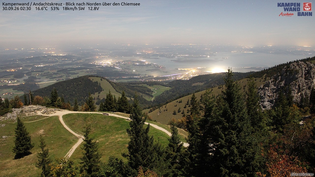 Archiv Foto Webcam Kampenwand - Blick nach Norden über den Chiemsee