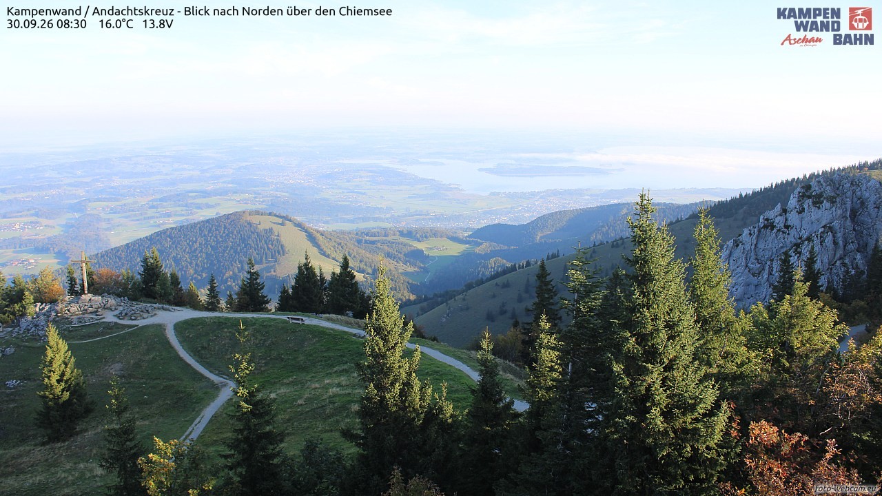 Archiv Foto Webcam Kampenwand - Blick nach Norden über den Chiemsee