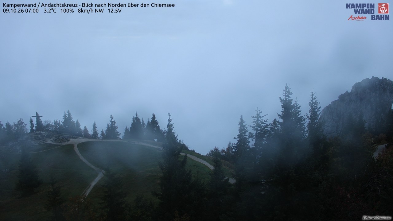Archiv Foto Webcam Kampenwand - Blick nach Norden über den Chiemsee
