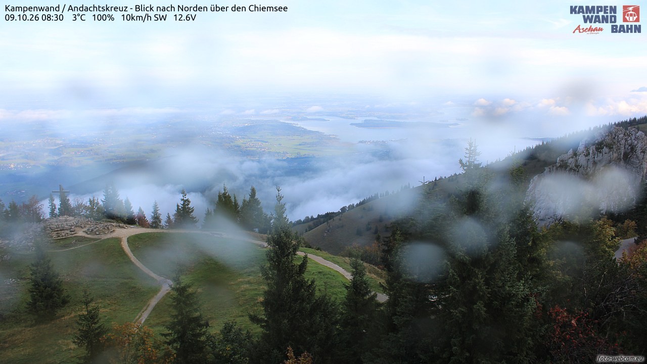 Archiv Foto Webcam Kampenwand - Blick nach Norden über den Chiemsee