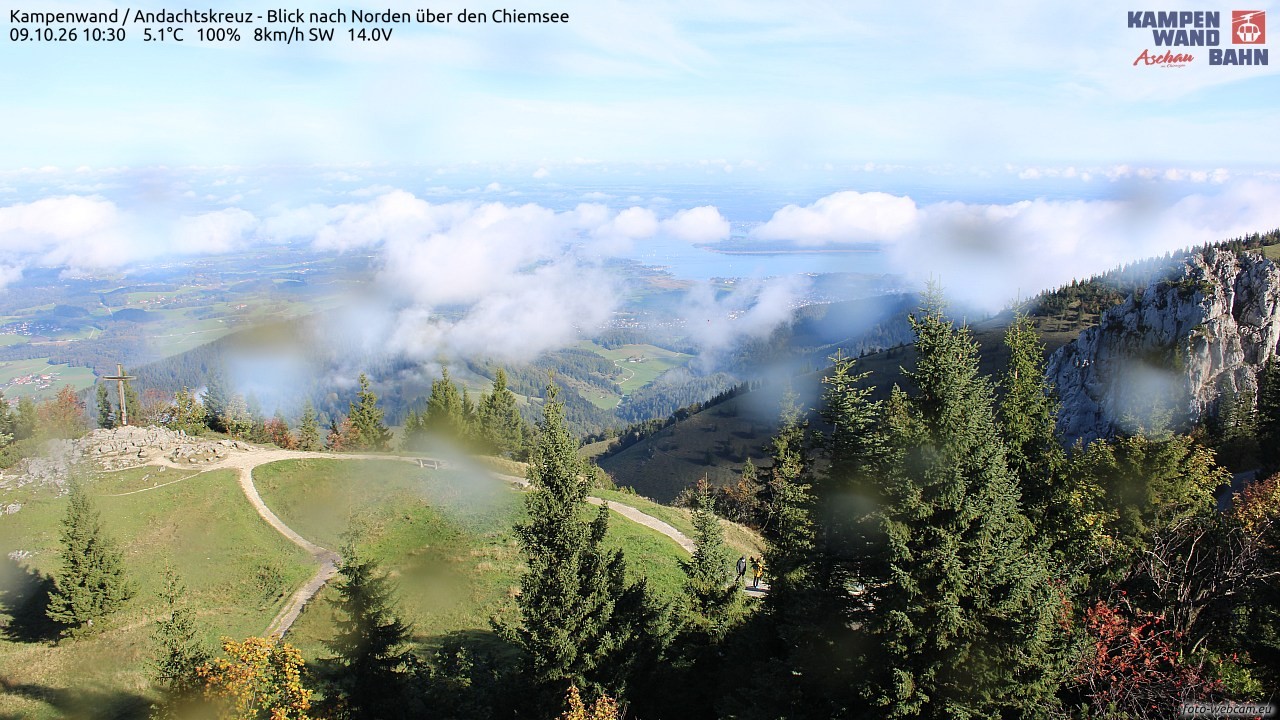 Archiv Foto Webcam Kampenwand - Blick nach Norden über den Chiemsee