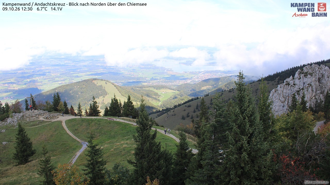 Archiv Foto Webcam Kampenwand - Blick nach Norden über den Chiemsee