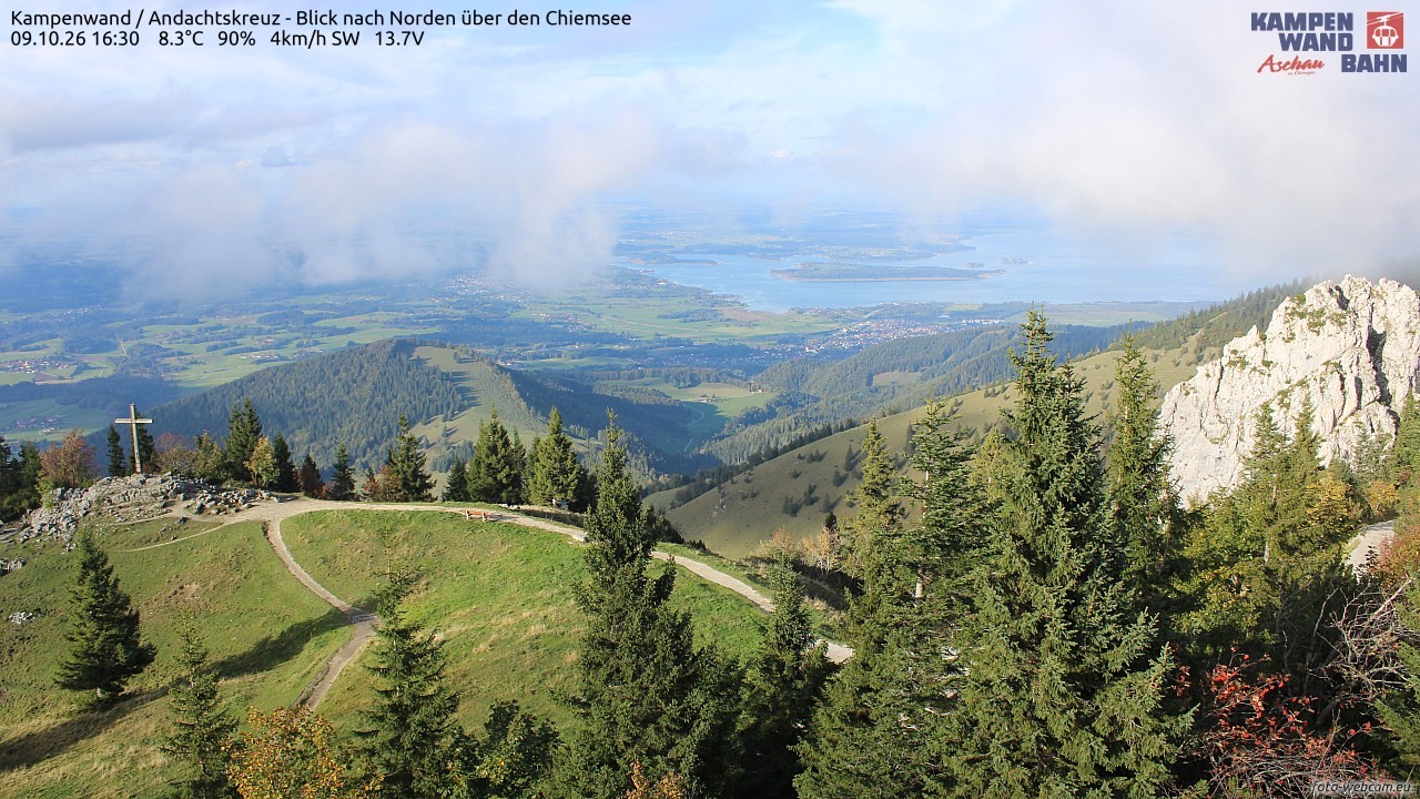Archiv Foto Webcam Kampenwand - Blick nach Norden über den Chiemsee