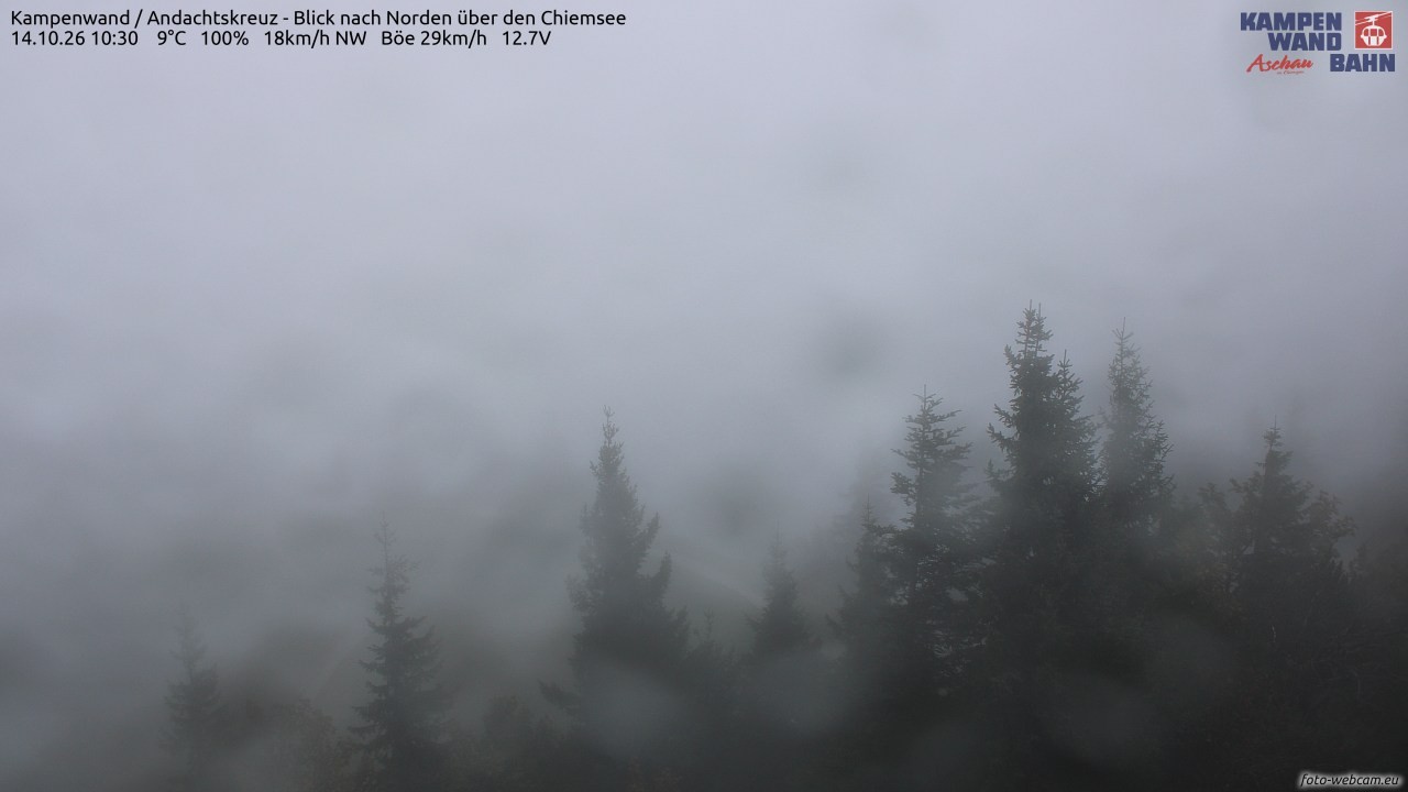 Archiv Foto Webcam Kampenwand - Blick nach Norden über den Chiemsee