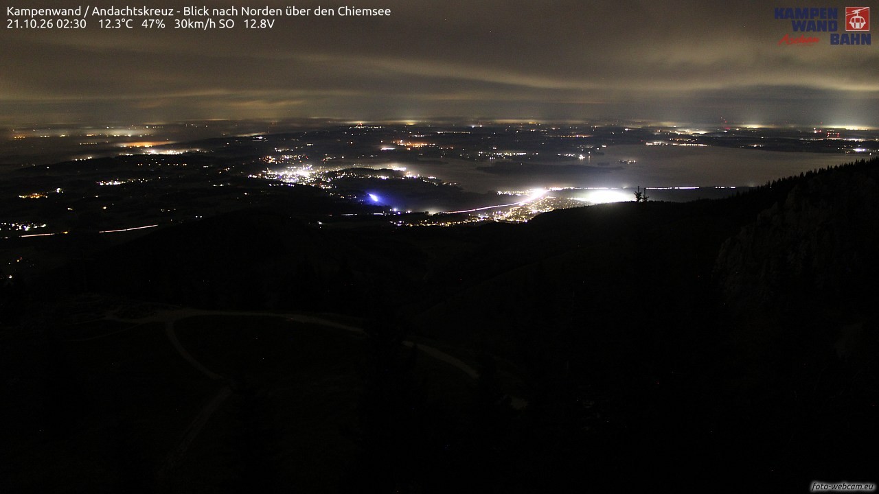 Archiv Foto Webcam Kampenwand - Blick nach Norden über den Chiemsee