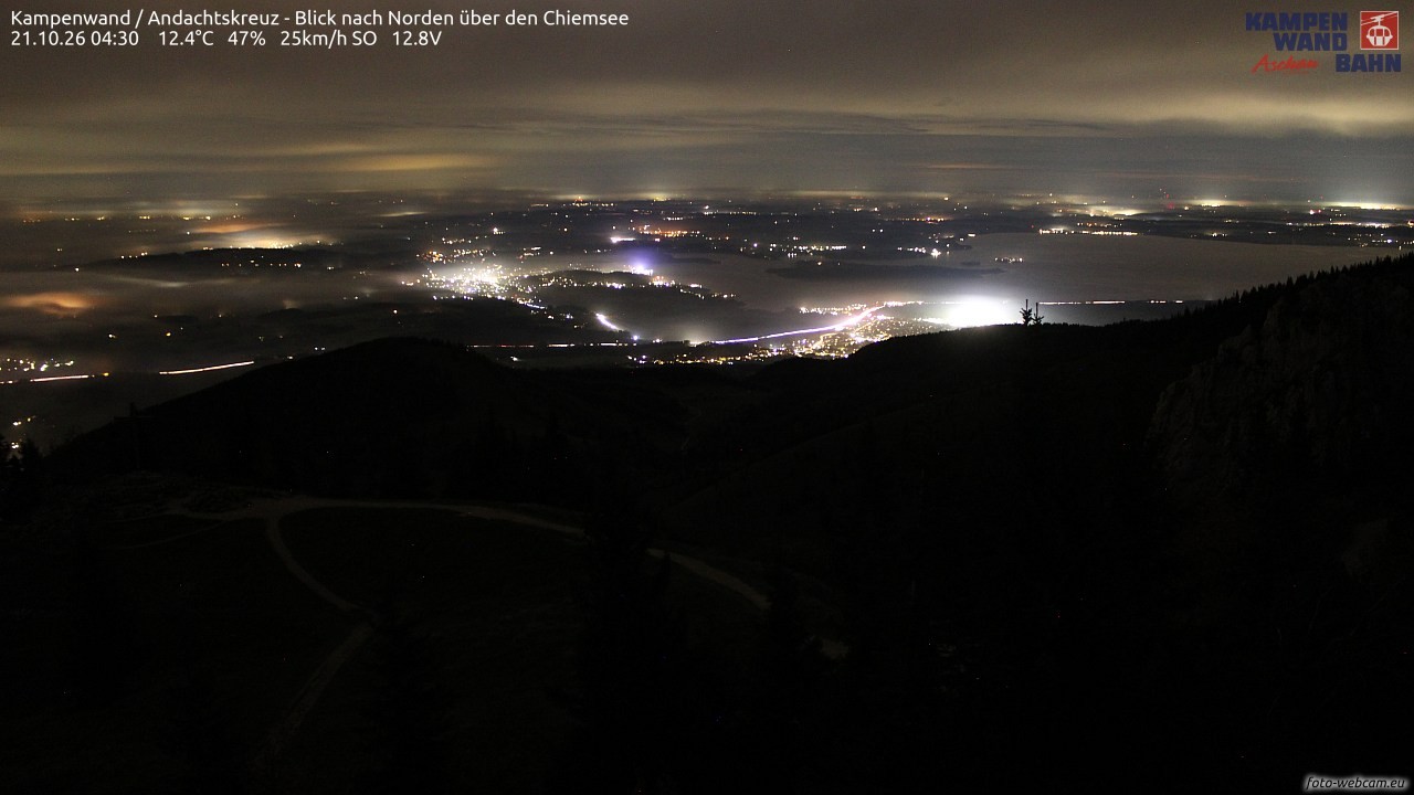 Archiv Foto Webcam Kampenwand - Blick nach Norden über den Chiemsee