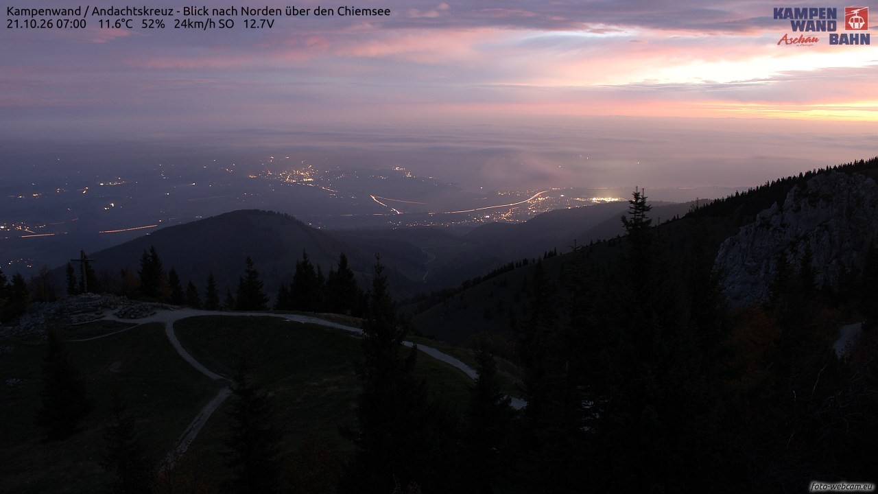 Archiv Foto Webcam Kampenwand - Blick nach Norden über den Chiemsee