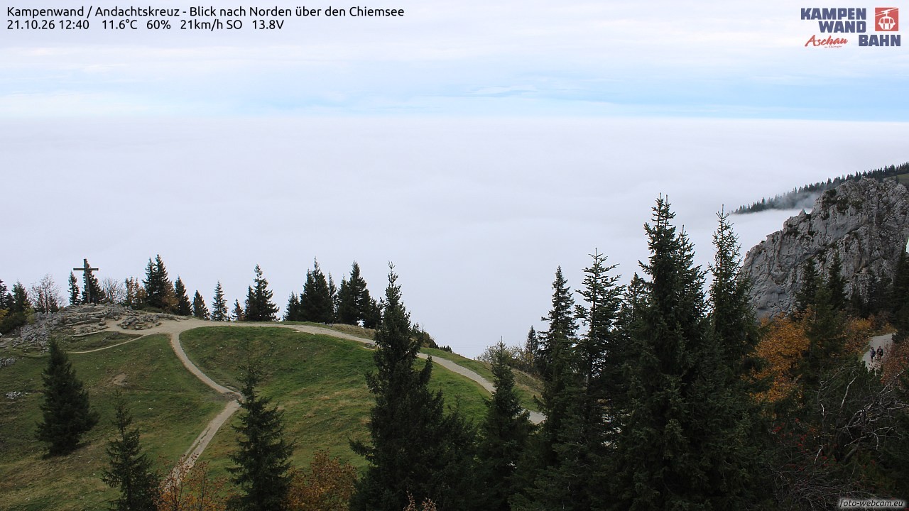 Archiv Foto Webcam Kampenwand - Blick nach Norden über den Chiemsee